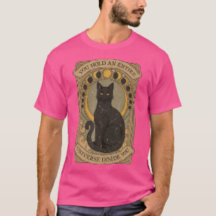 Camiseta Tarjeta de tarot de gato negro Fases de luna creci