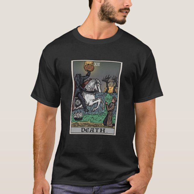 Camiseta Tarjeta de Tarot de la Muerte Jinete sin Cabeza Gó (Anverso)