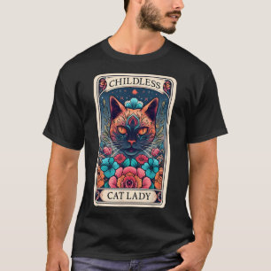 Camiseta Tarjeta de Tarot de Señora Gata sin Hijos 2 