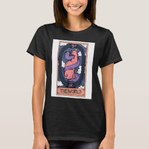 Camiseta Tarjeta de Tarot El Mundo y Gato Sphynx Gráfico O