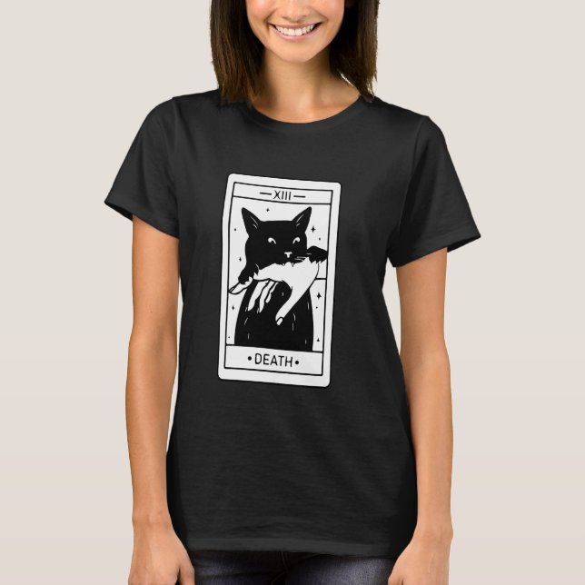 Camiseta tarjeta de tarot gato negro (Anverso)