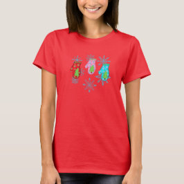 Camiseta Tarjeta de vacaciones plana mittens_white