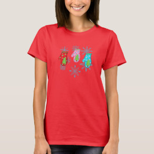 Camiseta Tarjeta de vacaciones plana mittens_white