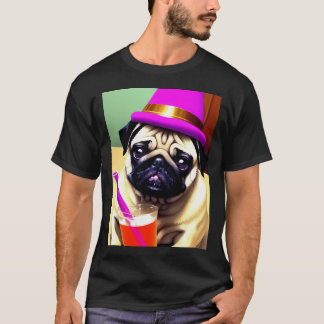 Camiseta Tarjeta en blanco de Pug de fiesta para cualquier 