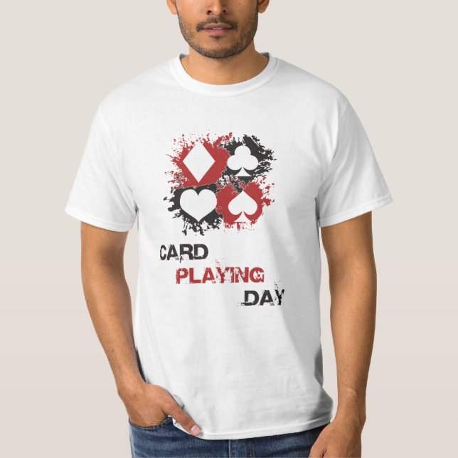 Camiseta Tarjeta Jugando Día Ace Tarjetas Poker Juego de Ca (Anverso)