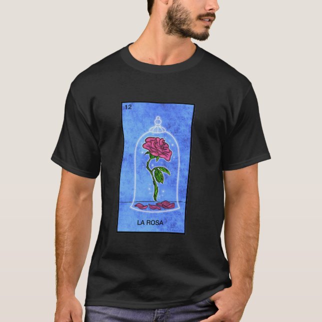 Camiseta Tarjeta La Rosa Tarjeta De Lotería Mexicana Larga  (Anverso)