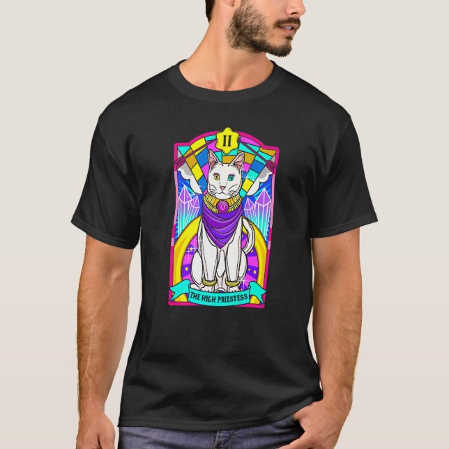 Camiseta Tarjeta mística de alta sacerdotisa Cat Arcana Tar (Anverso)