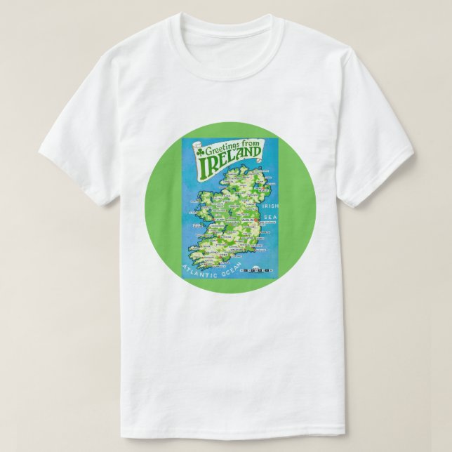 Camiseta Tarjeta postal de mapa antiguo de Irlanda (Diseño del anverso)