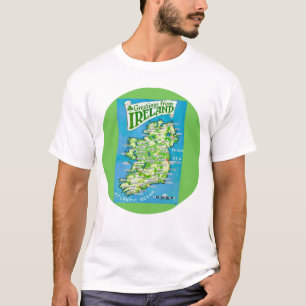 Camiseta Tarjeta postal de mapa antiguo de Irlanda