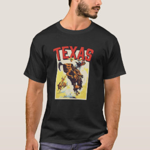 Camiseta Tarjeta Postal de Viaje de Rodeo Antiguo de Texas