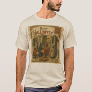 Camiseta Tarjeta postal vintage de Halloween de truco o tra
