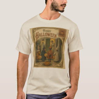 Camiseta Tarjeta postal vintage de Halloween de truco o tra