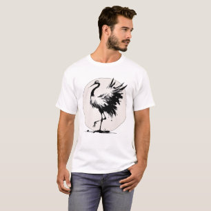 Camiseta Tarjeta Sumi-e Crane