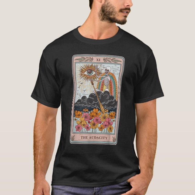 Camiseta Tarjeta Tarot: Audacity Skeleton Mystical Eye Aest (Anverso)