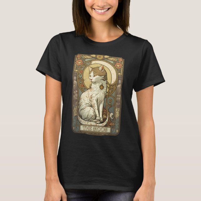 Camiseta Tarjeta Tarot Cat La Tarjeta Tarot De La Luna Nuev (Anverso)