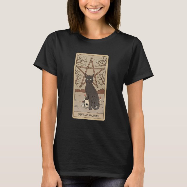 Camiseta Tarjeta Tarot Cinco De Palas Y Ca De Gráficos Cósm (Anverso)