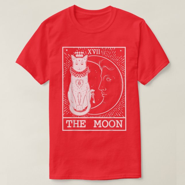 Camiseta Tarjeta Tarot Crescent Moon And Cat Graphic  (Diseño del anverso)