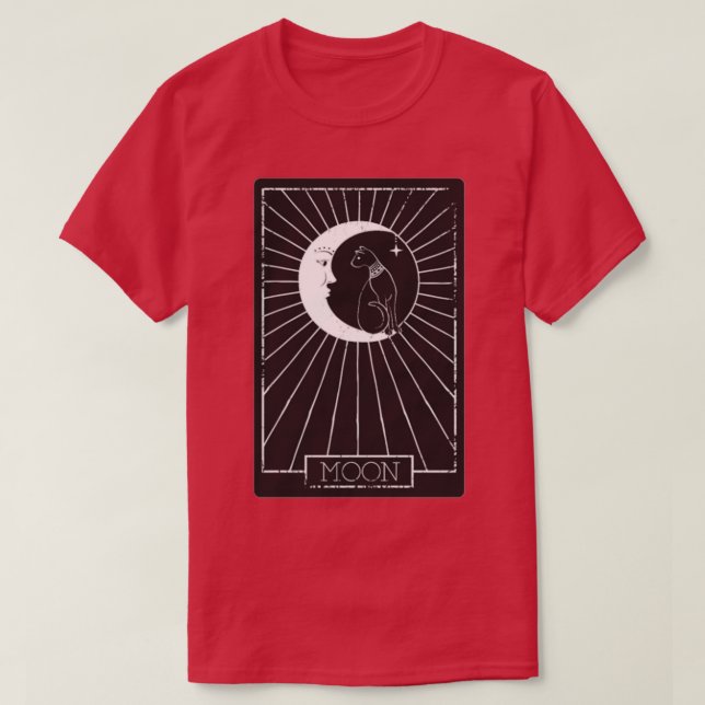 Camiseta Tarjeta Tarot Crescent Moon And Cat Graphic (Diseño del anverso)