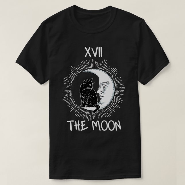 Camiseta Tarjeta Tarot Crescent Moon And Cat Graphsey Pr (Diseño del anverso)