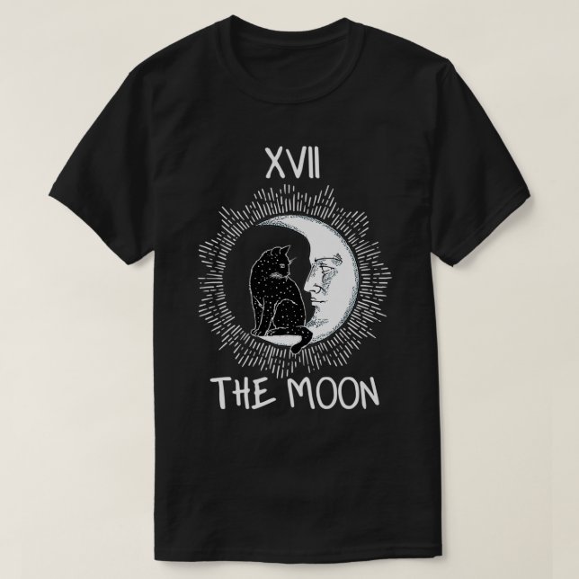 Camiseta Tarjeta Tarot Crescent Moon And Cat Graphsey Pr (Diseño del anverso)