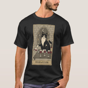 Camiseta Tarjeta Tarot Cuatro Cuadros Crescent Moon Y Cat G