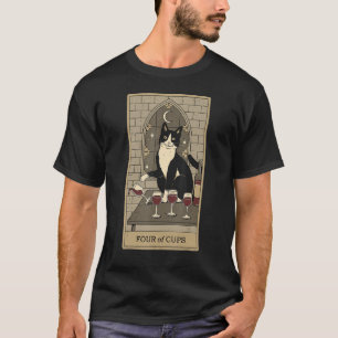 Camiseta Tarjeta Tarot Cuatro Cuadros Crescent Moon Y Cat G