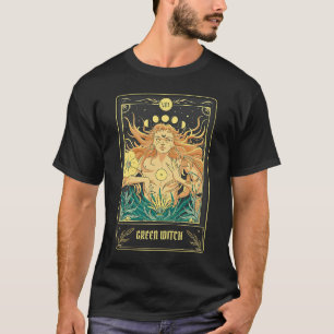 Camiseta Tarjeta Tarot de Bruja Verde Pagan Wicca Wiccan Re