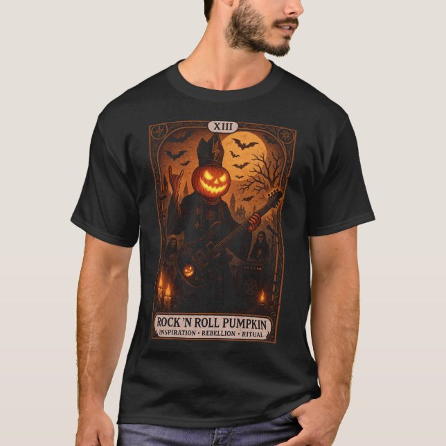 Camiseta Tarjeta Tarot de calabaza para rollo Rock 'N camis (Anverso)