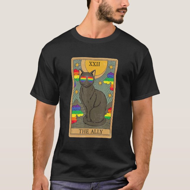 Camiseta Tarjeta Tarot De Gafas De Sol Arcoiris De Ally Cat (Anverso)