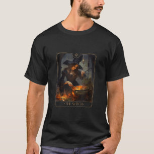 Camiseta Tarjeta Tarot de Halloween Hermosa Bruja Haciendo