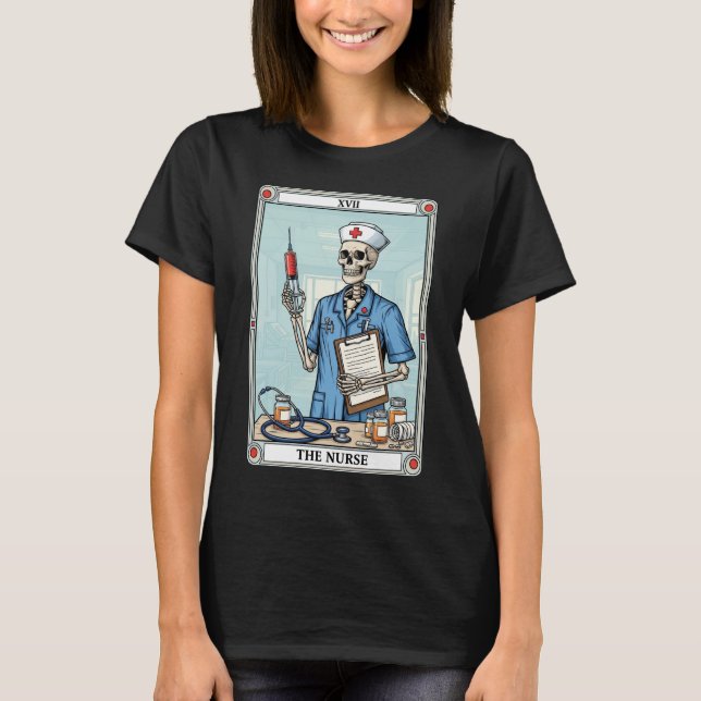 Camiseta Tarjeta Tarot de la enfermera Skeleton Halloween M (Anverso)