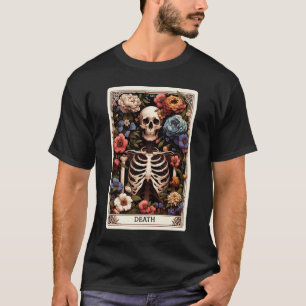 Camiseta Tarjeta Tarot de la muerte Bruja Skeleton Botánico
