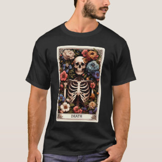 Camiseta Tarjeta Tarot de la muerte Bruja Skeleton Botánico