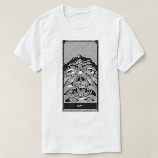 Camiseta Tarjeta Tarot de la Muerte por Fasmofobia (Diseño del anverso)