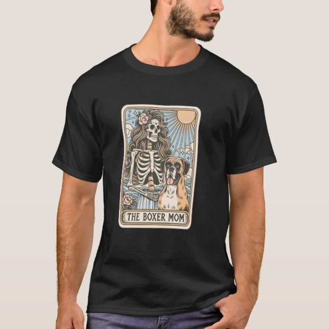 Camiseta Tarjeta Tarot De Mamá Boxer, Boxeador De Esqueleto (Anverso)