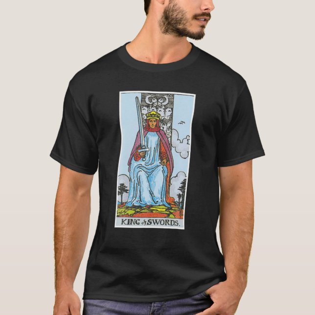 Camiseta Tarjeta Tarot de Rey de Espadas Creencias Ocultas  (Anverso)