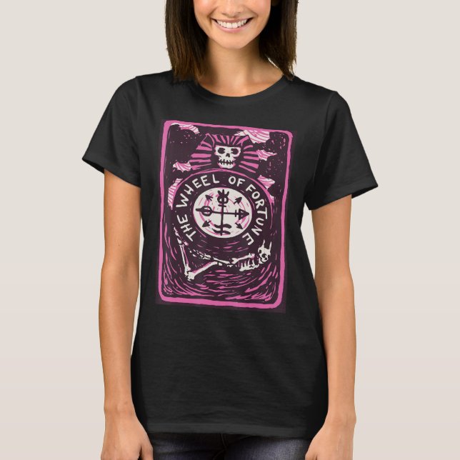 Camiseta Tarjeta Tarot de rueda de fortuna Tarjetas mística (Anverso)