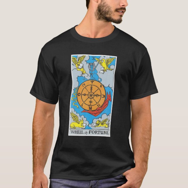 Camiseta Tarjeta Tarot de Ruedas Creencias ocultas Divince  (Anverso)