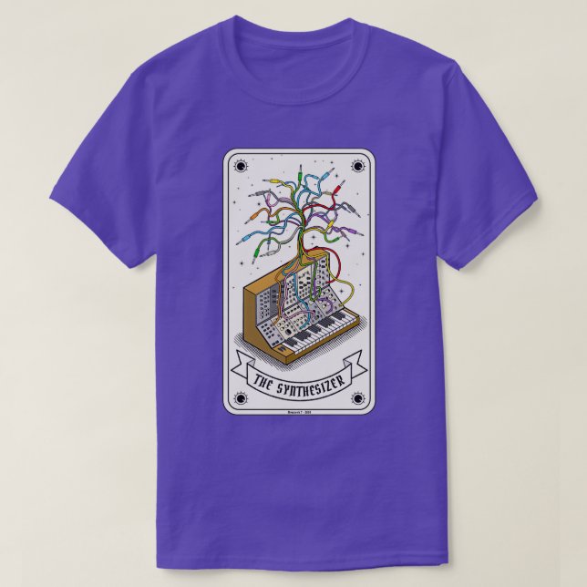 Camiseta Tarjeta Tarot de sintetizador modular 1 (Diseño del anverso)