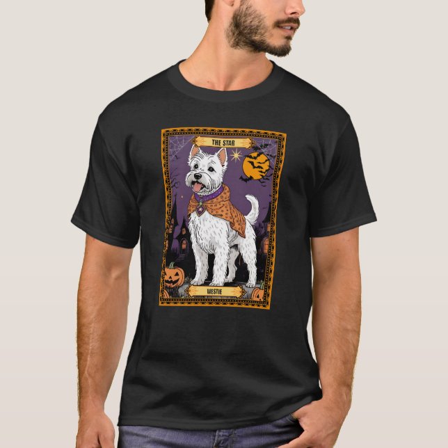 Camiseta Tarjeta Tarot de Star Westie Halloween (Anverso)