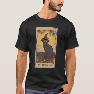 Camiseta Tarjeta Tarot El Gato Magiciano Y El Gato Gráfico 