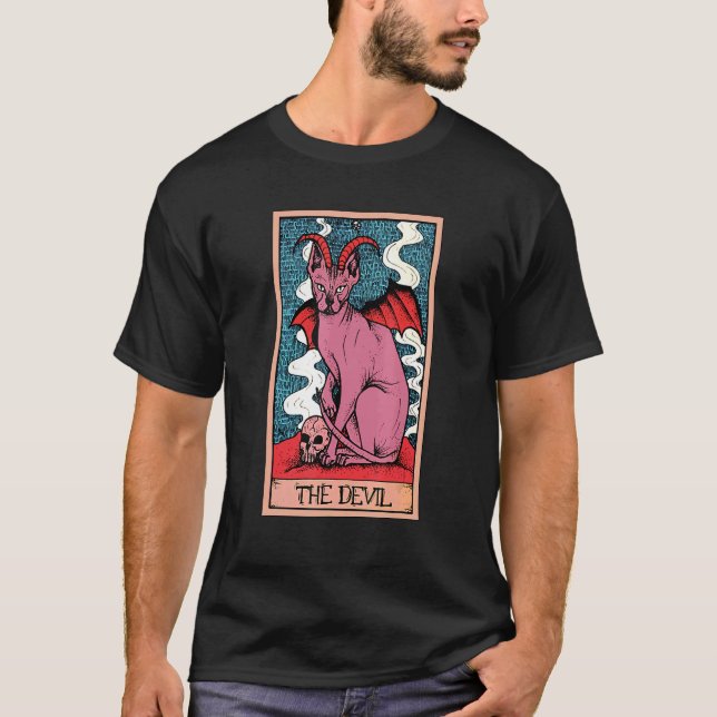 Camiseta Tarjeta Tarot El Gráfico Oculto De Gato Diablo Y S (Anverso)