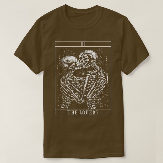 Camiseta Tarjeta Tarot Kissing Skeleton Aovers Skull Bones  (Diseño del anverso)