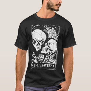 Camiseta Tarjeta Tarot Los Amantes Del Gótico De Esqueleto