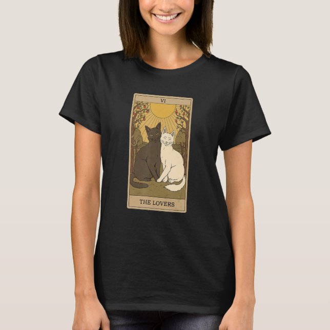 Camiseta Tarjeta Tarot Los Gatos Gráficos Cósmicos Y Cat (Anverso)