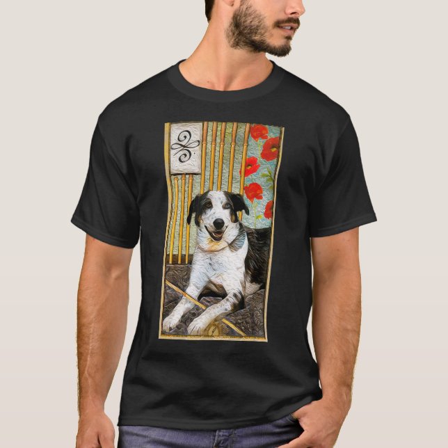 Camiseta Tarjeta Tarot Nine De Wands Y Dog Cosmic GraphDo (Anverso)