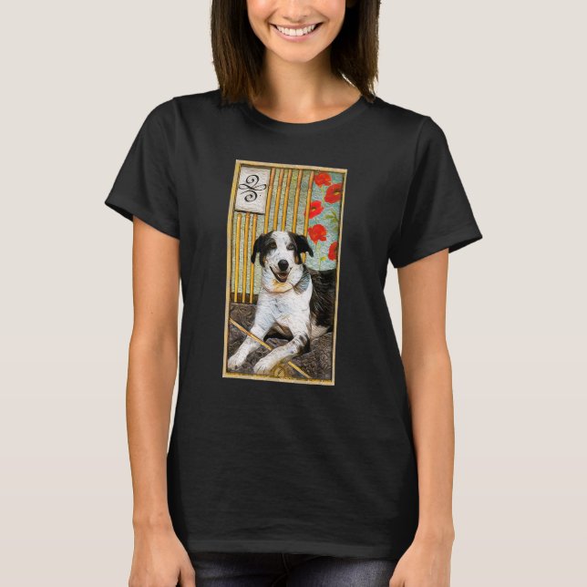 Camiseta Tarjeta Tarot Nine De Wands Y Dog Cosmic GraphDo (Anverso)