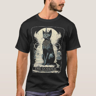 Camiseta Tarjeta Tarot para gato negro de la diosa del gato