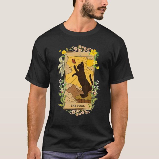 Camiseta Tarjeta Tarot para gato retro La bruja mística ton (Anverso)