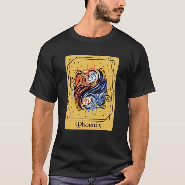 Camiseta Tarjeta Tarot Phoenix Ying Yang Firebird con fanta (Anverso)